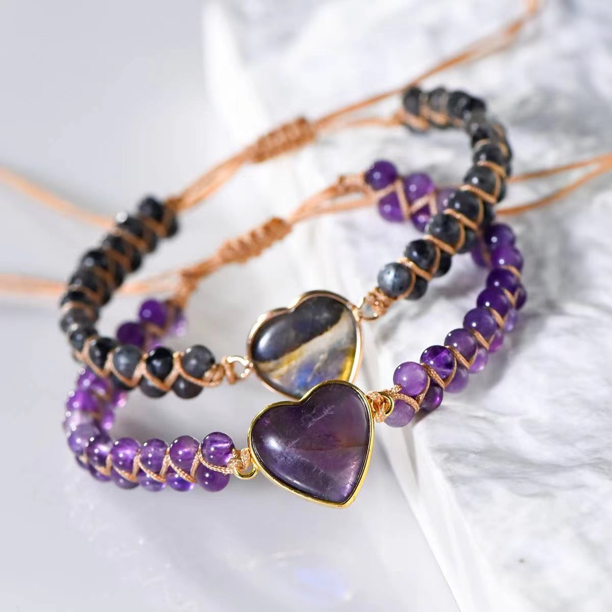 Royal Heart Amethyst & Labradorite Love Bracelet - EclipticJewBracelets