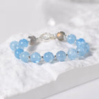 Serenity Aquamarine & Grey Moonstone Charm Bracelet - EclipticJewBracelets