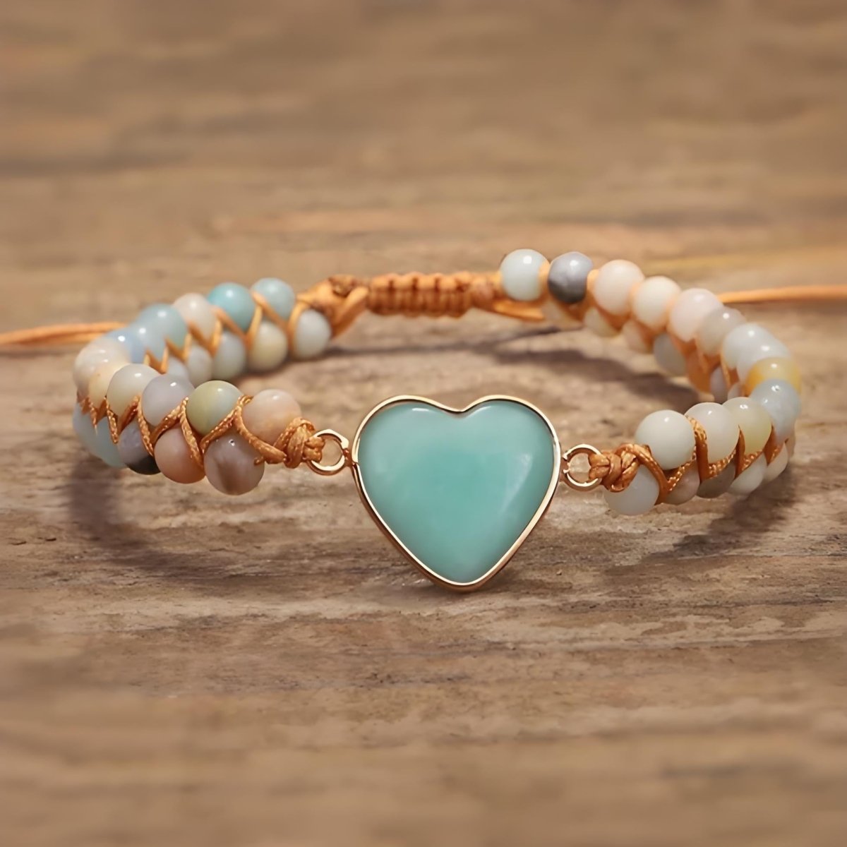 Serenity Heart Amazonite Charm crystal energy bracelet - EclipticJewamazoniteB2G1FBracelets