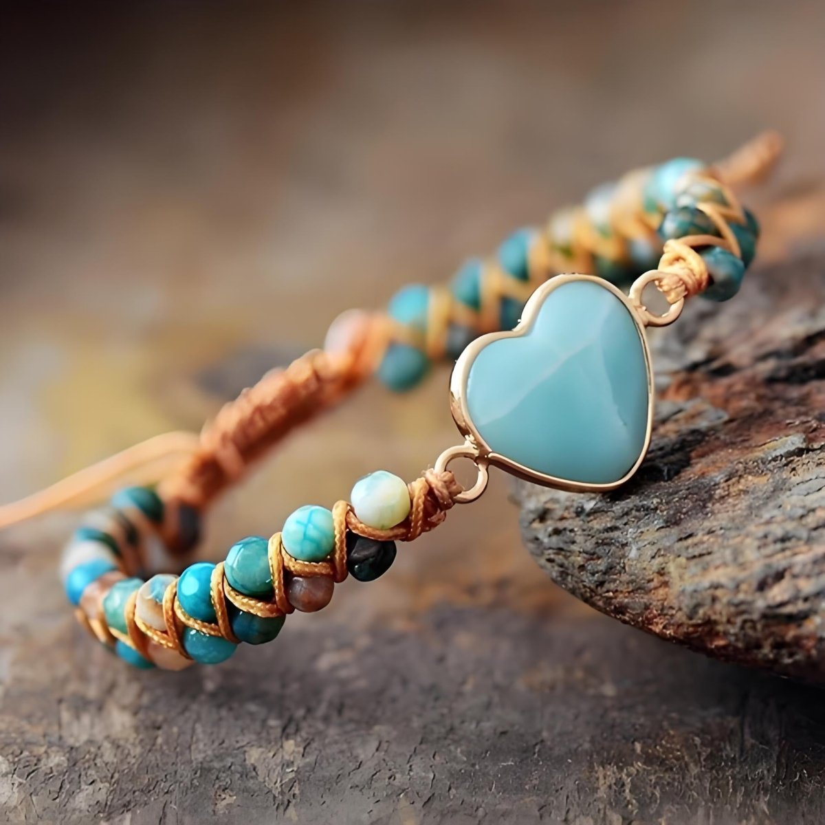 Serenity Heart Amazonite Charm crystal energy bracelet - EclipticJewamazoniteB2G1FBracelets