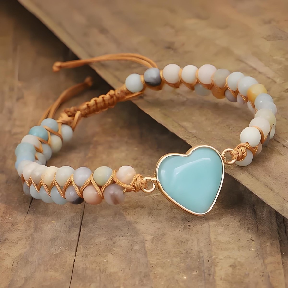 Serenity Heart Amazonite Charm crystal energy bracelet - EclipticJewamazoniteB2G1FBracelets