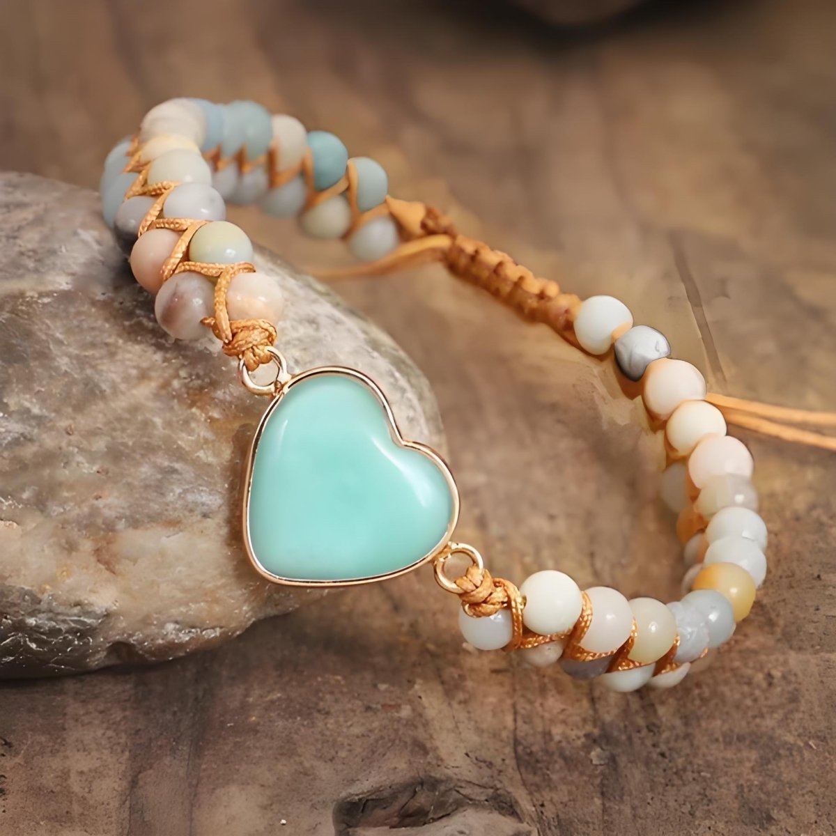 Serenity Heart Amazonite Charm crystal energy bracelet - EclipticJewamazoniteB2G1FBracelets