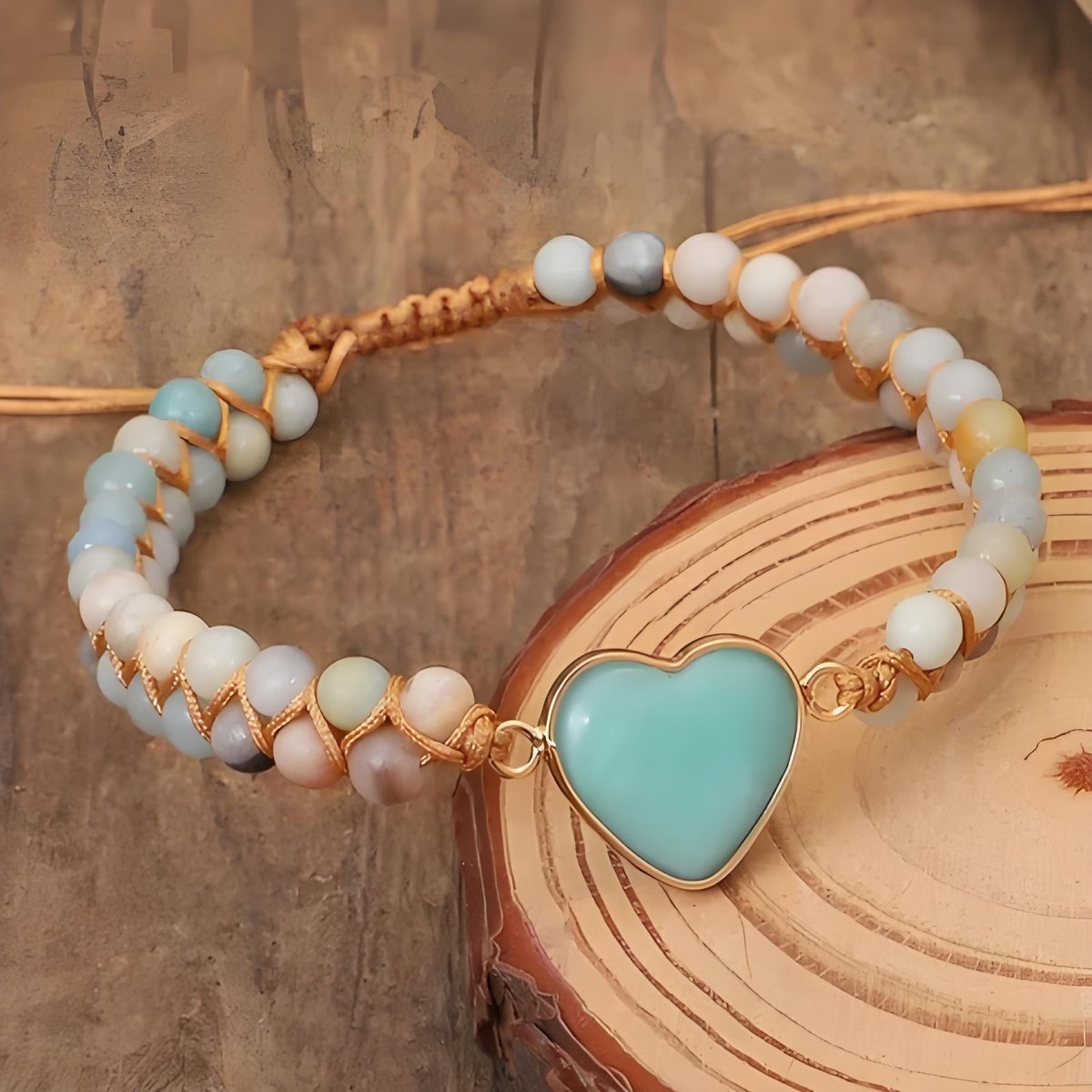 Serenity Heart Amazonite Charm crystal energy bracelet - EclipticJewamazoniteB2G1FBracelets
