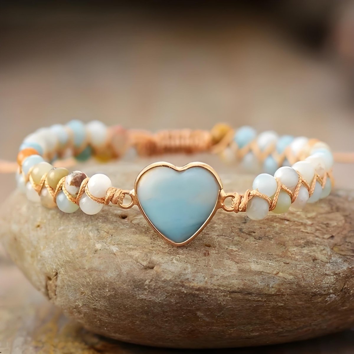 Serenity Heart Amazonite Charm crystal energy bracelet - EclipticJewamazoniteB2G1FBracelets