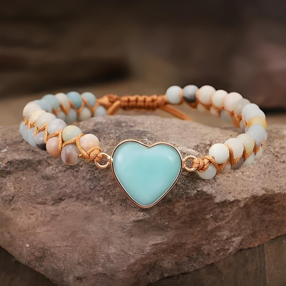 Serenity Heart Amazonite Charm crystal energy bracelet - EclipticJewamazoniteB2G1FBracelets