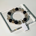 Silver Shine Guardian Bracelet – Green Rutilated Quartz & Obsidian