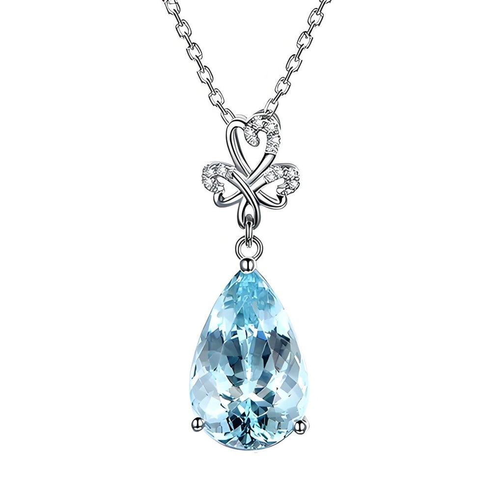 Sky Blue Topaz Drop Necklace - Celestial Clavicle Chain