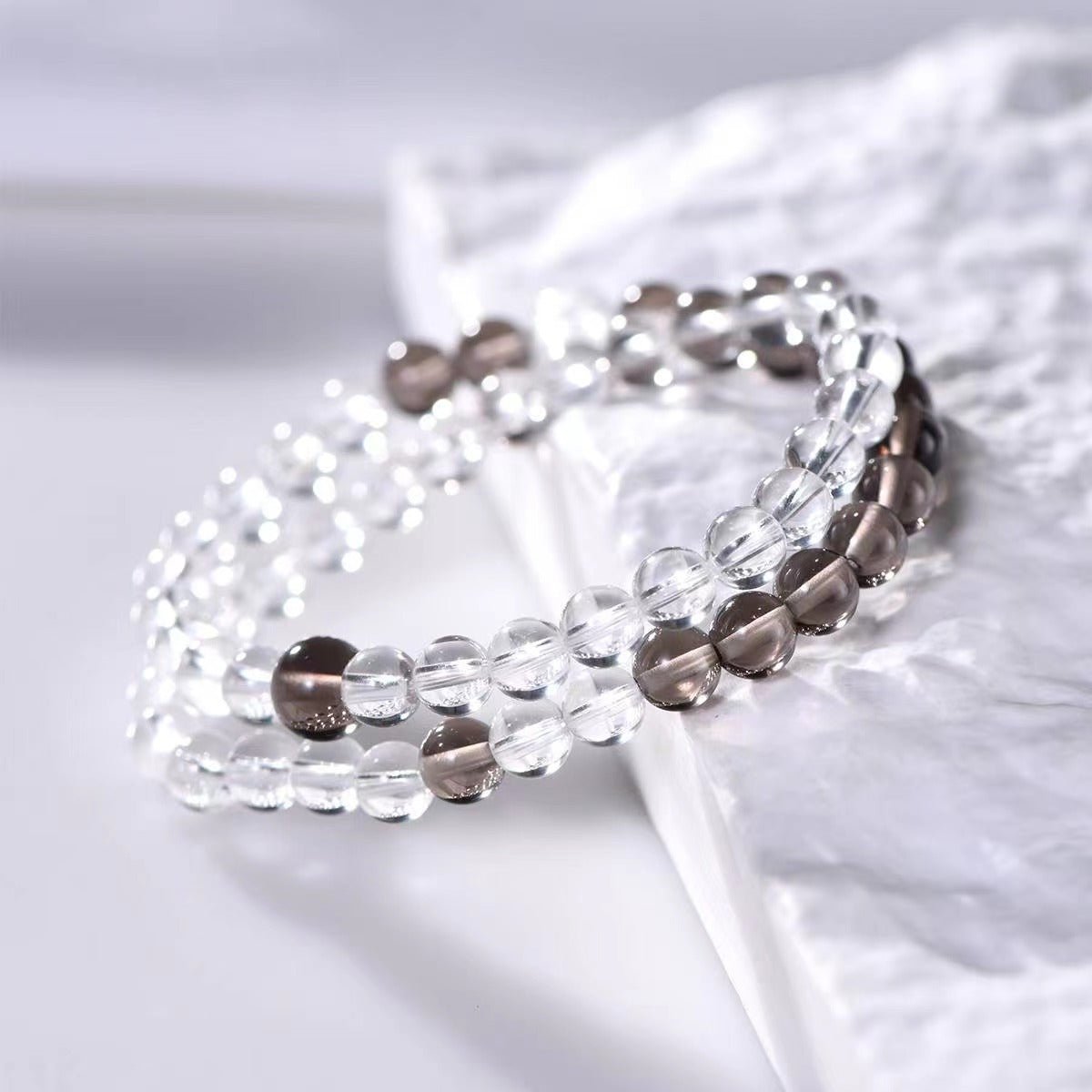 Smoky Elegance Quartz Duo Bracelet - EclipticJewBracelets