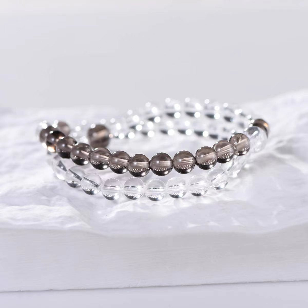 Smoky Elegance Quartz Duo Bracelet - EclipticJewBracelets
