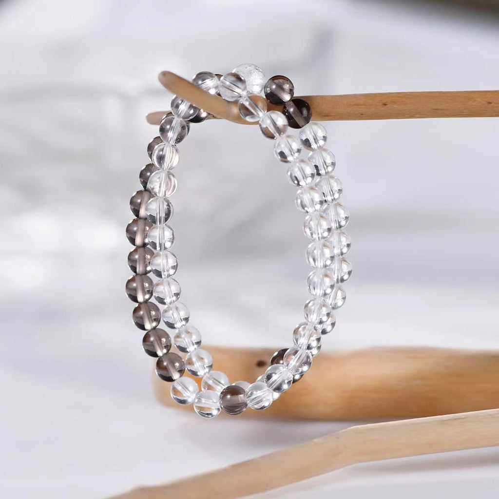 Smoky Elegance Quartz Duo Bracelet
