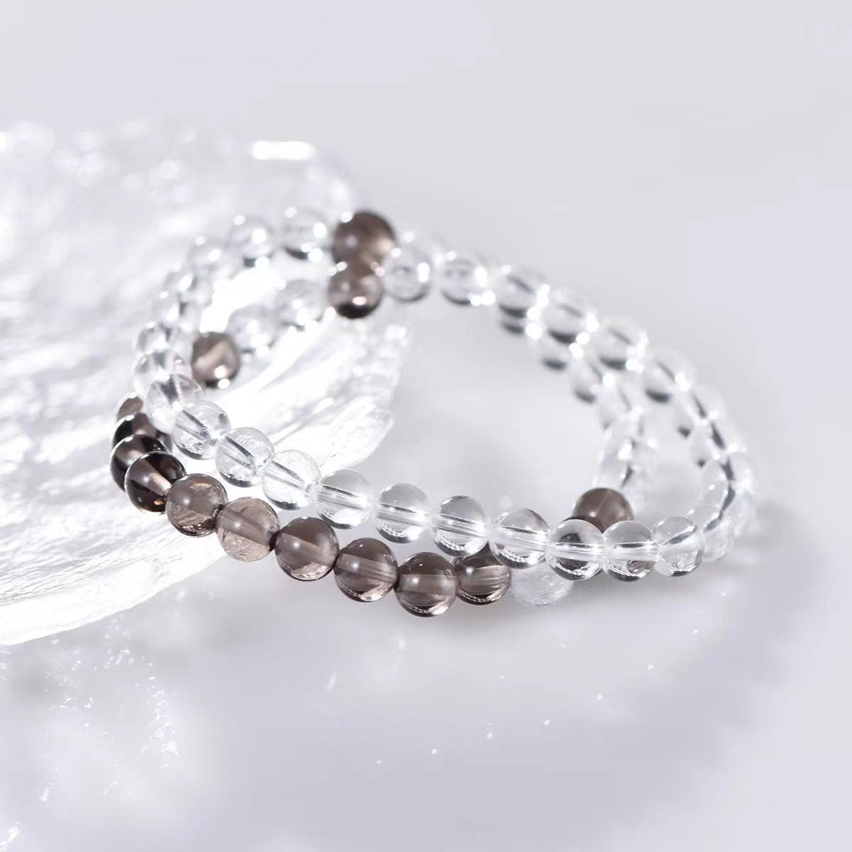 Smoky Elegance Quartz Duo Bracelet - EclipticJewBracelets