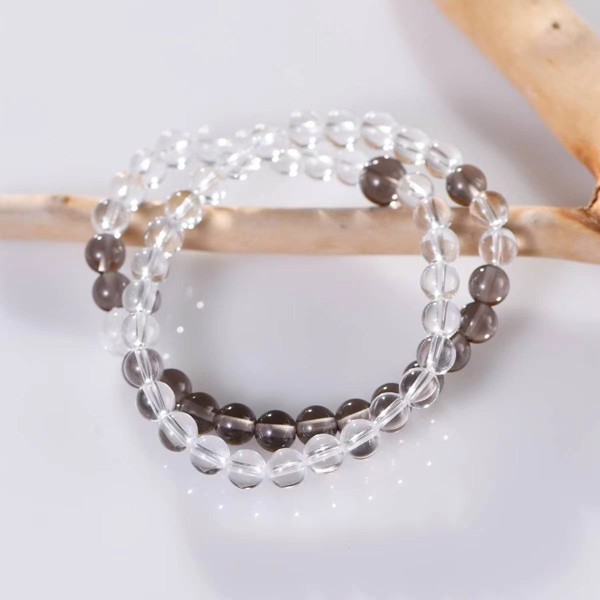 Smoky Elegance Quartz Duo Bracelet - EclipticJewBracelets