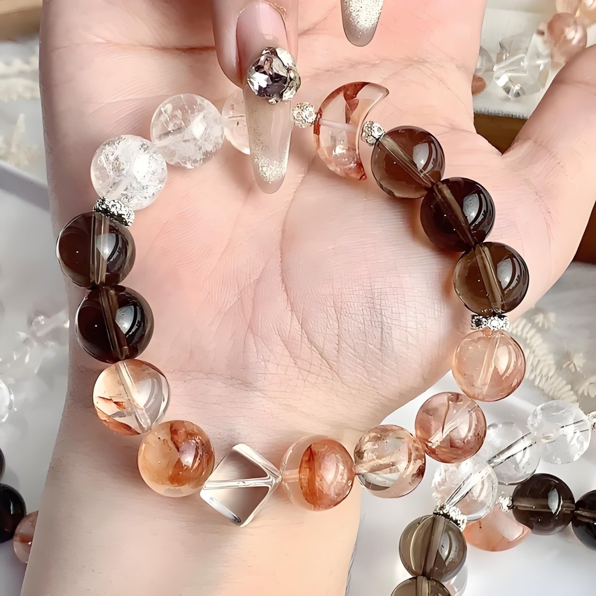 Smoky Sunstone Quartz Bracelet - EclipticJewBraceletsclear quartznew