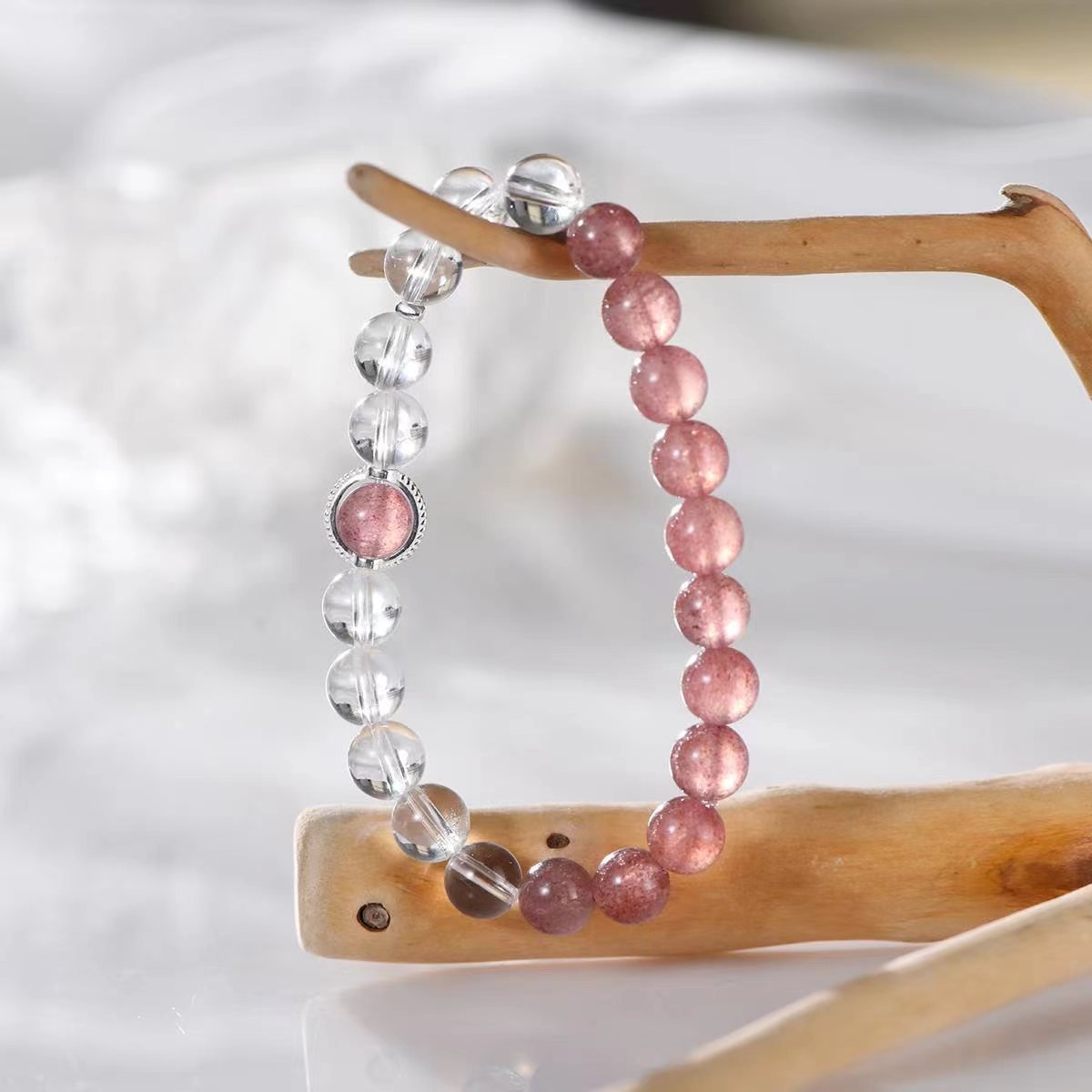 Strawberry Kiss Clear Quartz Bracelet - EclipticJewBraceletsclear quartznew