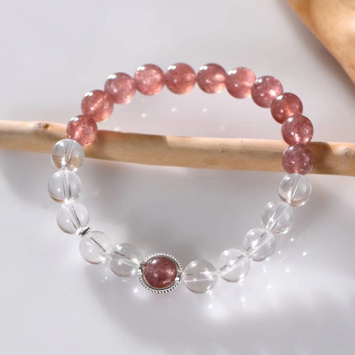 Strawberry Kiss Clear Quartz Bracelet - EclipticJewBraceletsclear quartznew