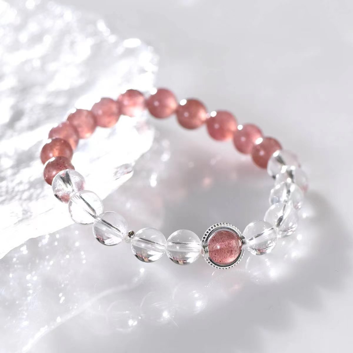 Strawberry Kiss Clear Quartz Bracelet - EclipticJewBraceletsclear quartznew