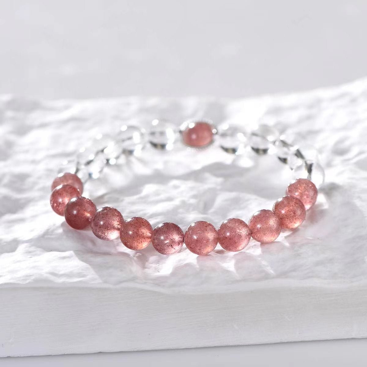 Strawberry Kiss Clear Quartz Bracelet - EclipticJewBraceletsclear quartznew
