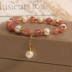 Strawberry Quartz Pearl Energy Bracelet - EclipticJewBraceletsnewstrawberry quartz