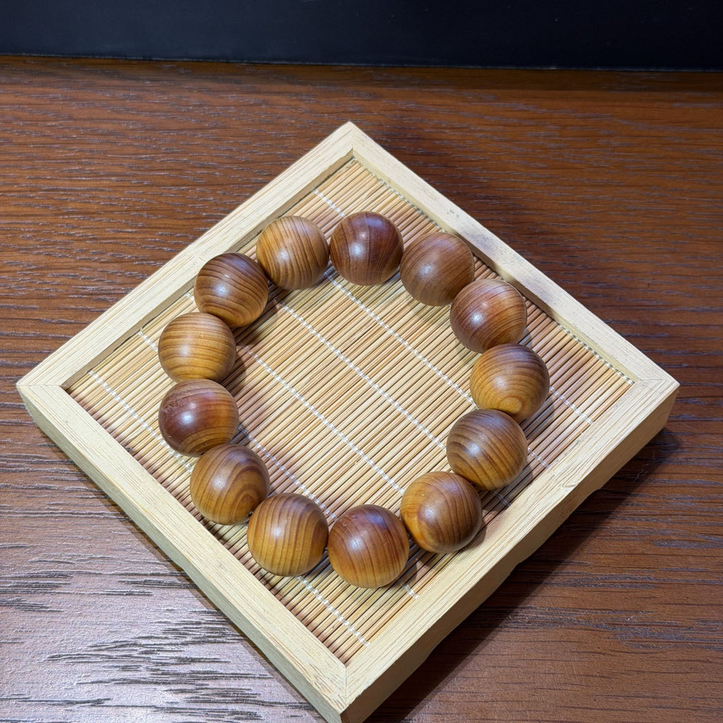 Taihang Thuja Wood Bracelet, High Oil Aged Cliff Cypress Beads, Meditation Prayer Mala, Spiritual Grounding Gift, 18mm