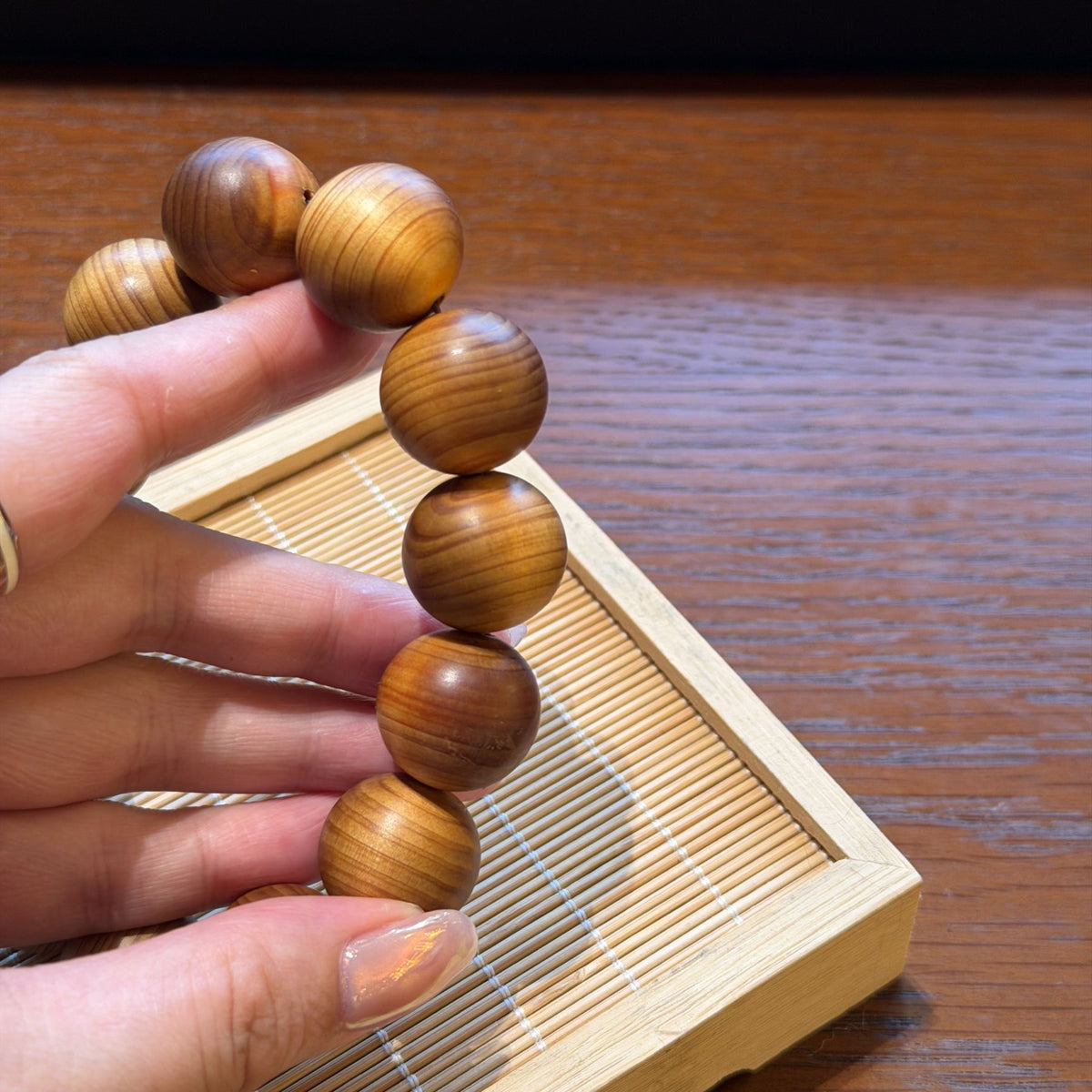 Taihang Thuja Wood Bracelet, High Oil Aged Cliff Cypress Beads, Meditation Prayer Mala, Spiritual Grounding Gift, 18mm