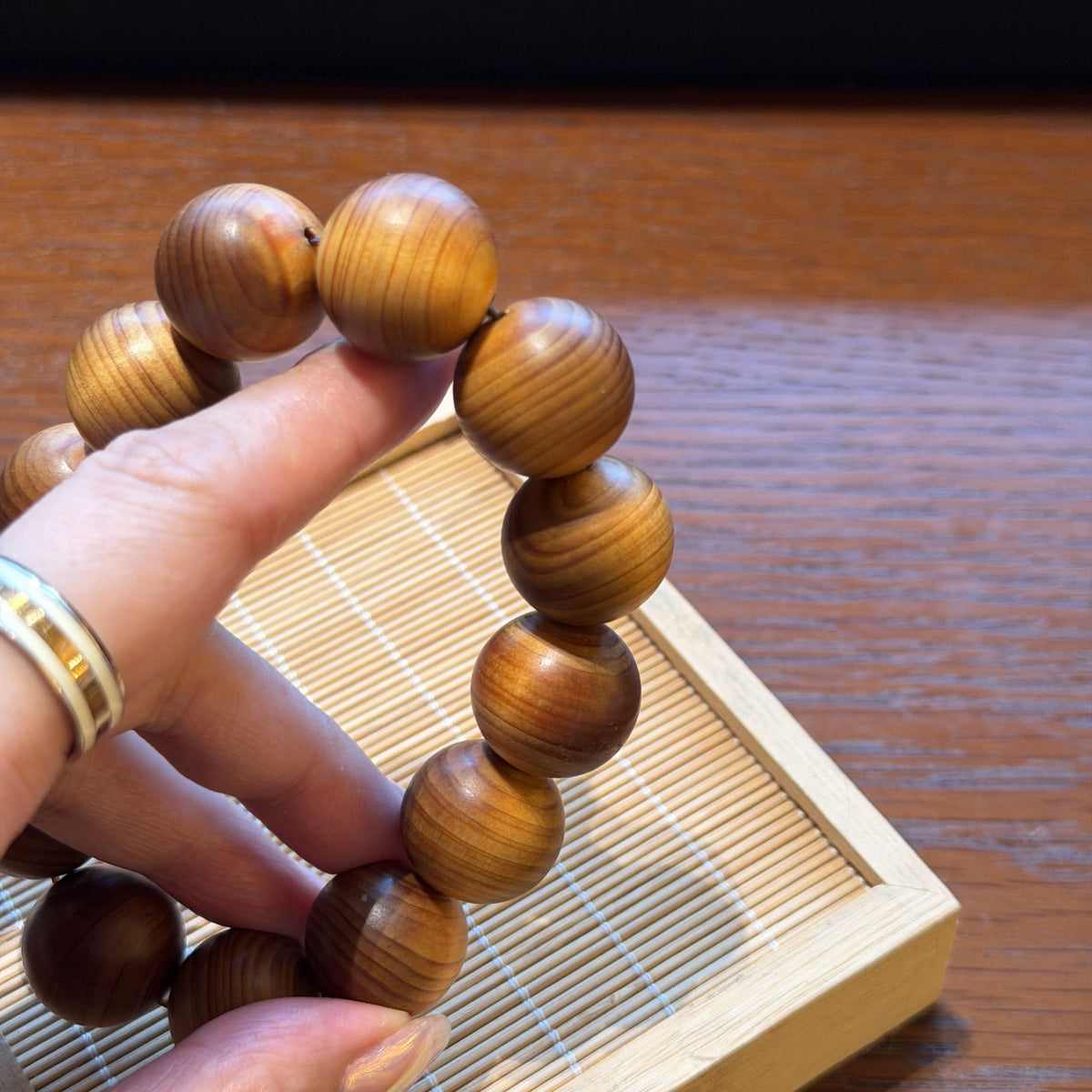 Taihang Thuja Wood Bracelet, High Oil Aged Cliff Cypress Beads, Meditation Prayer Mala, Spiritual Grounding Gift, 18mm