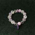 Taoist Blessed Amethyst & Clear Quartz Bracelet, Spiritual Clarity Amulet