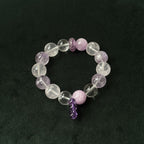 Taoist Blessed Amethyst & Clear Quartz Bracelet, Spiritual Clarity Amulet