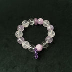 Taoist Blessed Amethyst & Clear Quartz Bracelet, Spiritual Clarity Amulet