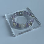 Taoist Blessed Amethyst & Moonstone Bracelet, Butterfly Clarity Amulet