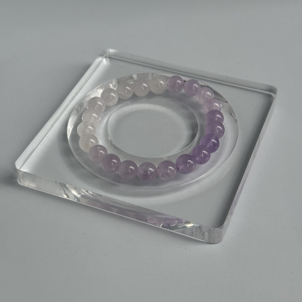 Taoist Blessed Amethyst & White Quartz Bracelet, Spiritual Clarity Amulet