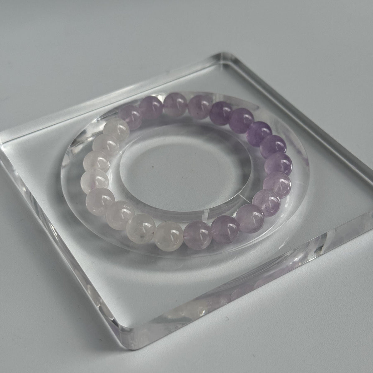 Taoist Blessed Amethyst & White Quartz Bracelet, Spiritual Clarity Amulet