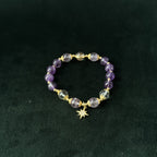 Taoist Blessed Amethyst Bracelet, Natural Purple Crystal Amulet for Peace