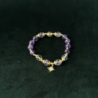 Taoist Blessed Amethyst Bracelet, Natural Purple Crystal Amulet for Peace