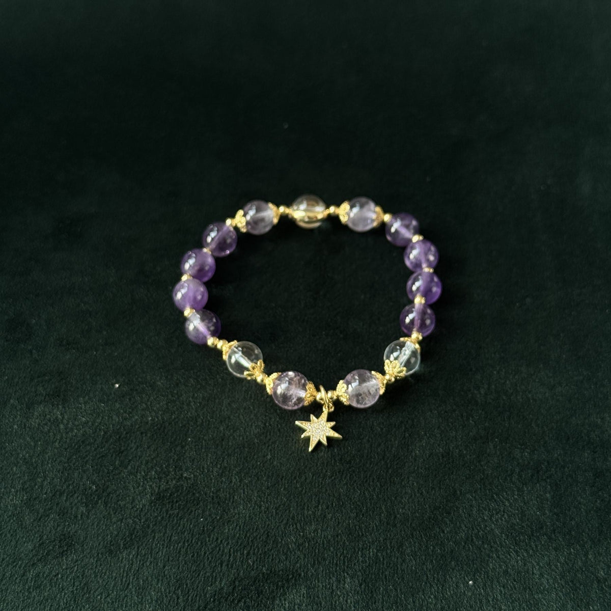 Taoist Blessed Amethyst Bracelet, Natural Purple Crystal Amulet for Peace
