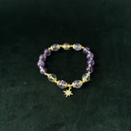 Taoist Blessed Amethyst Bracelet, Natural Purple Crystal Amulet for Peace