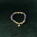 Taoist Blessed Amethyst Bracelet, Natural Purple Crystal Amulet for Peace