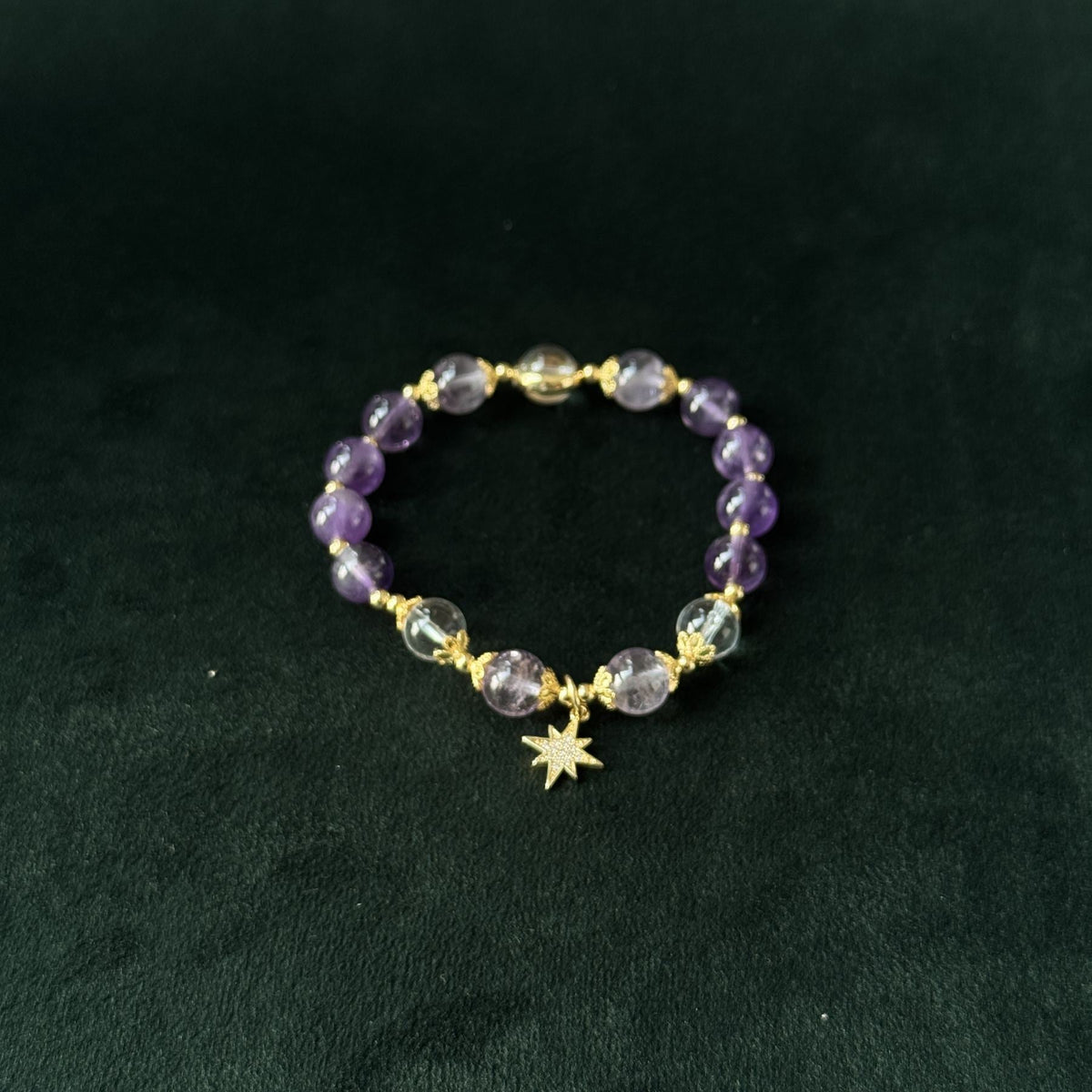 Taoist Blessed Amethyst Bracelet, Natural Purple Crystal Amulet for Peace
