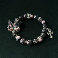 Taoist Blessed Aquamarine & Moonstone Bracelet, Butterfly Tassel Amulet