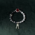 Taoist Blessed Black Rutilated Quartz Bracelet, Protection & Focus Amulet with Rose