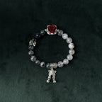 Taoist Blessed Black Rutilated Quartz Bracelet, Protection & Focus Amulet with Rose