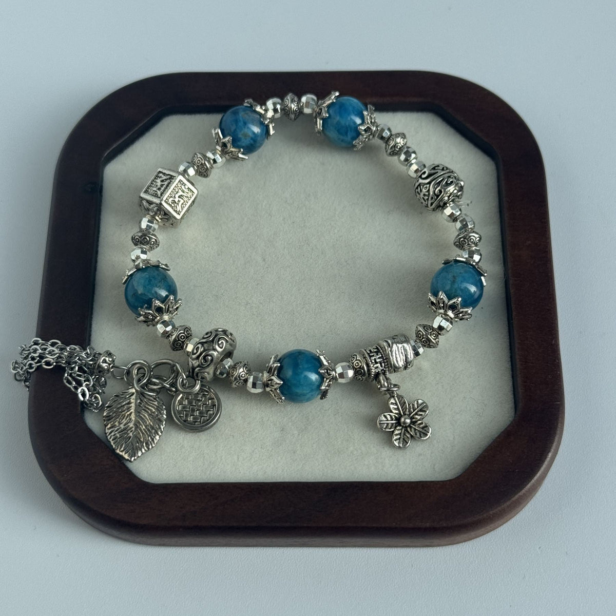 Taoist Blessed Blue Apatite Bracelet, Inspiration & Communication Amulet