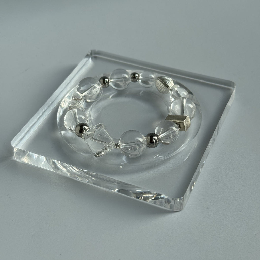Taoist Blessed Brazilian AA Clear Quartz Bracelet, White Crystal Amulet