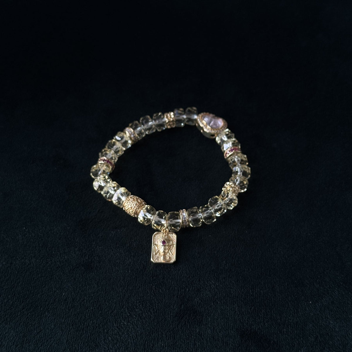 Taoist Blessed Citrine Wealth Bracelet, Eight Directions Luck Amulet