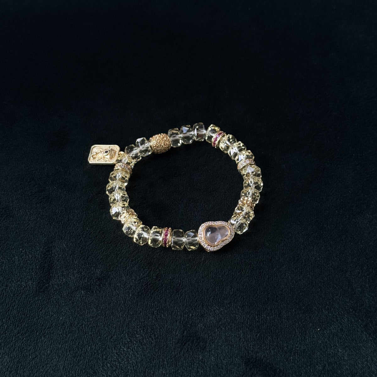 Taoist Blessed Citrine Wealth Bracelet, Eight Directions Luck Amulet