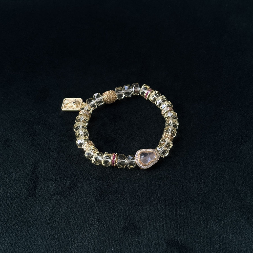 Taoist Blessed Citrine Wealth Bracelet, Eight Directions Luck Amulet