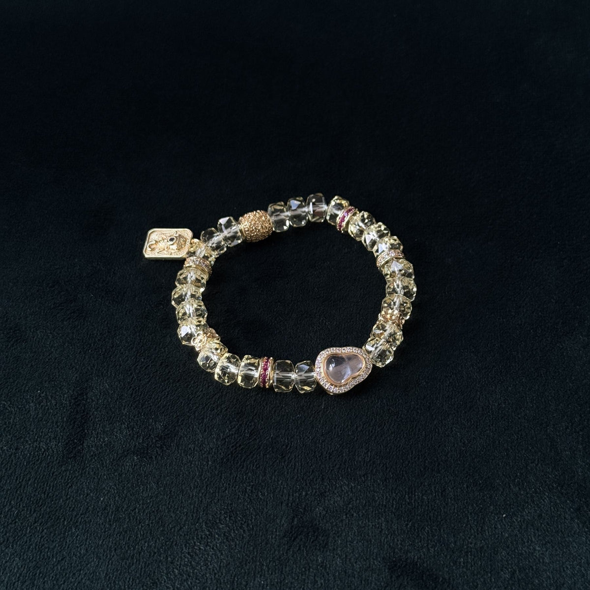 Taoist Blessed Citrine Wealth Bracelet, Eight Directions Luck Amulet