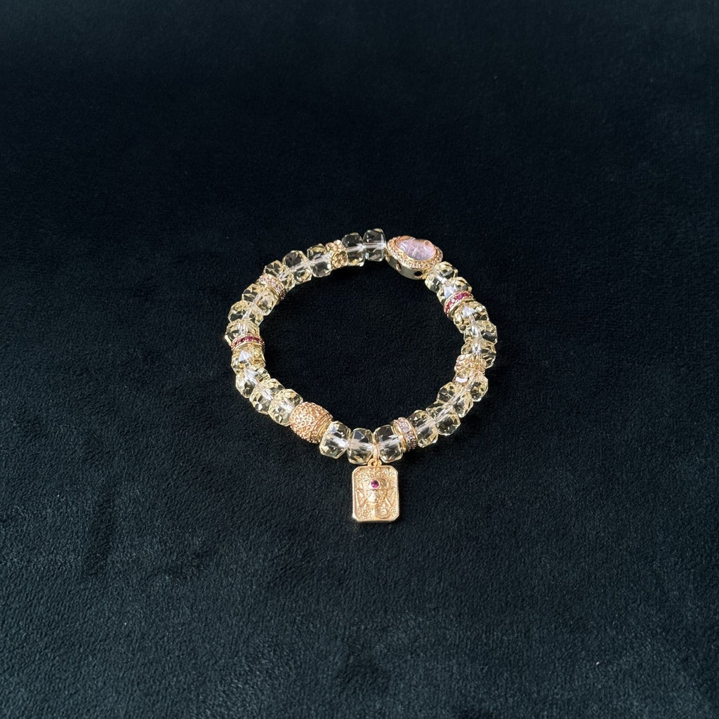 Taoist Blessed Citrine Wealth Bracelet, Eight Directions Luck Amulet