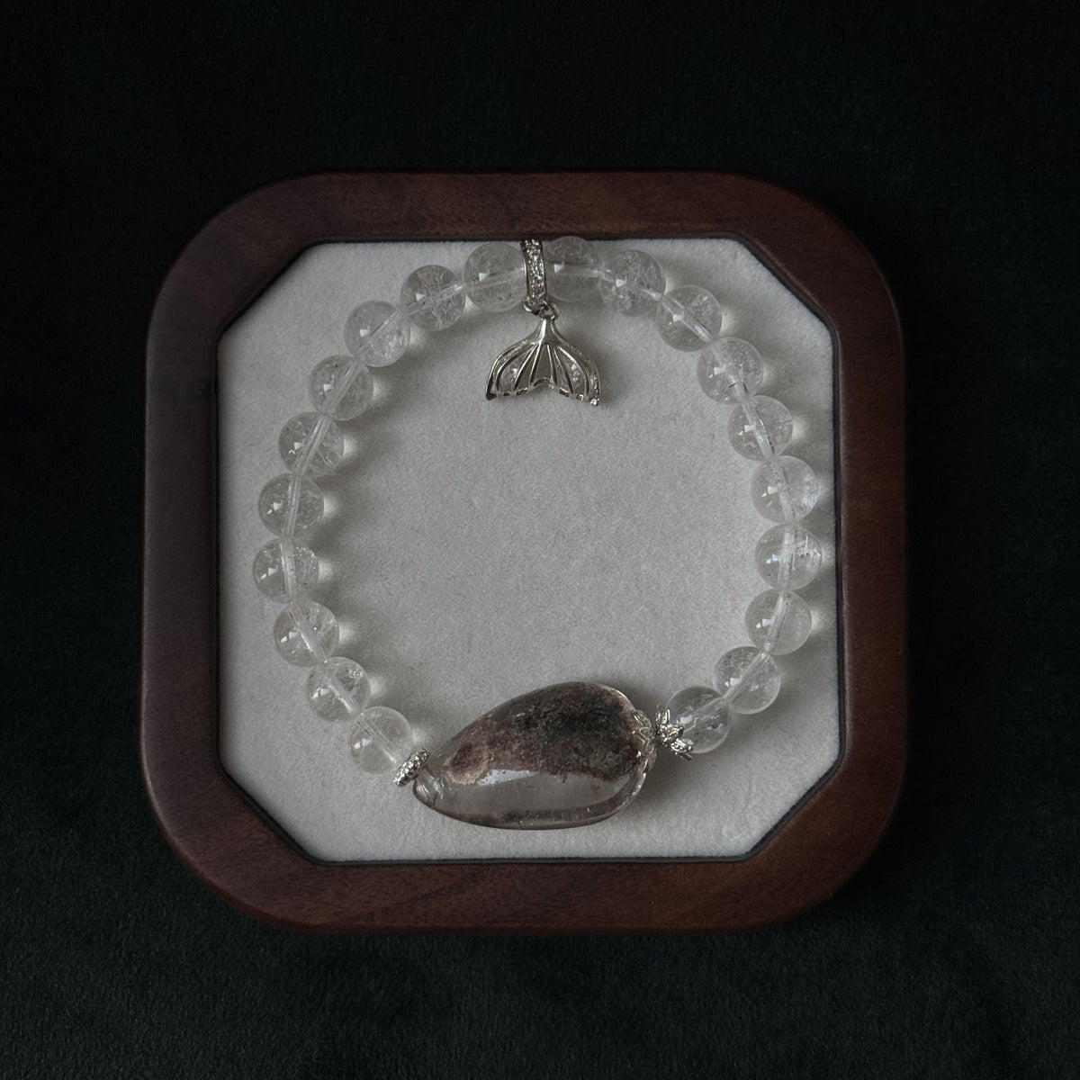 Taoist Blessed Clear Quartz & Garden Phantom Bracelet, Meditation & Clarity Amulet