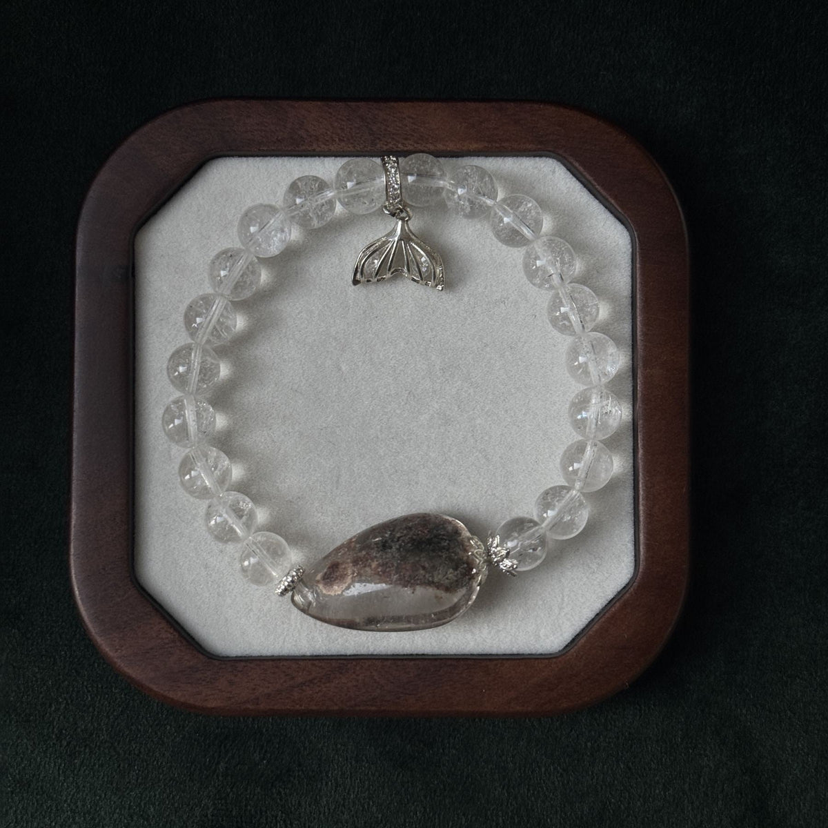 Taoist Blessed Clear Quartz & Garden Phantom Bracelet, Meditation & Clarity Amulet
