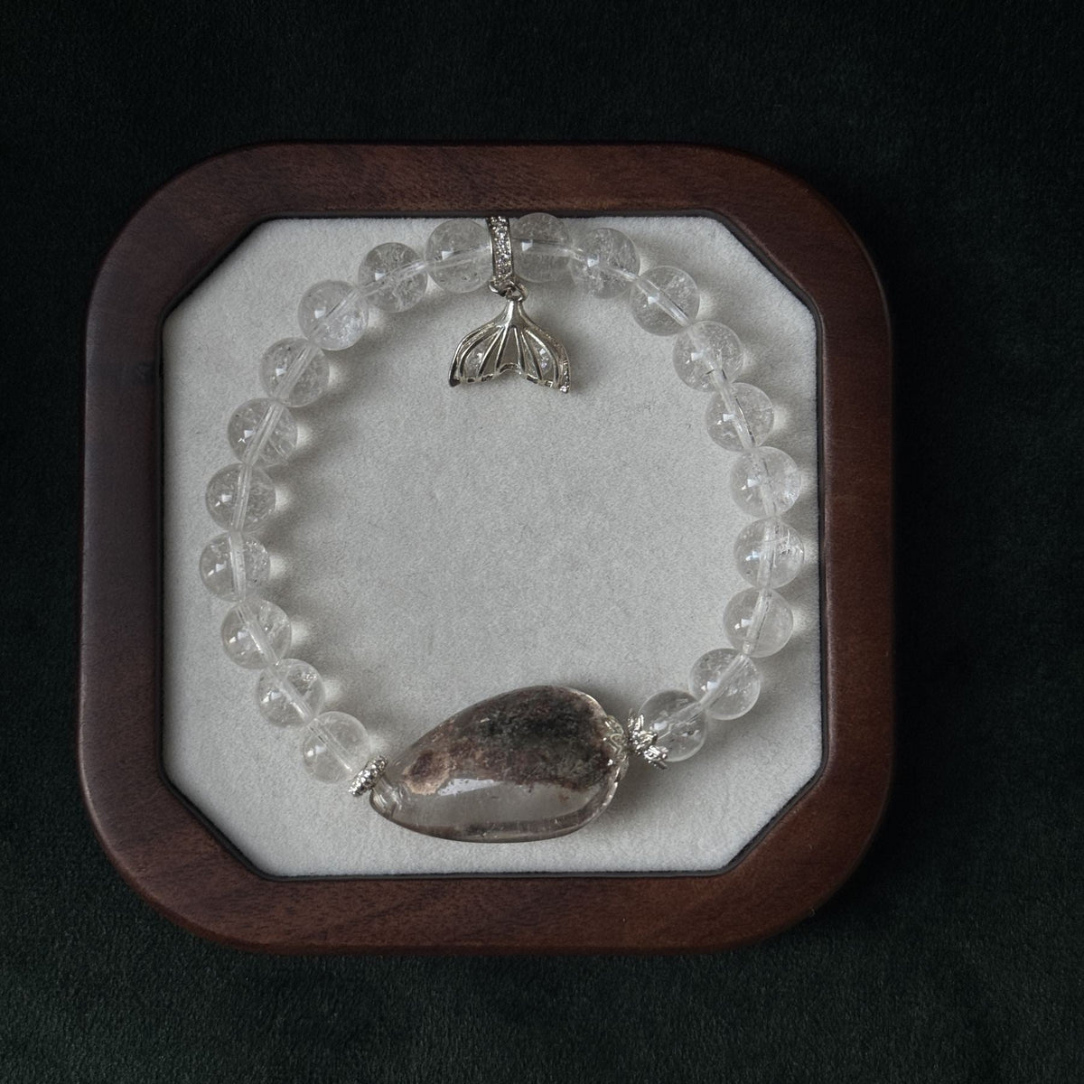 Taoist Blessed Clear Quartz & Garden Phantom Bracelet, Meditation & Clarity Amulet